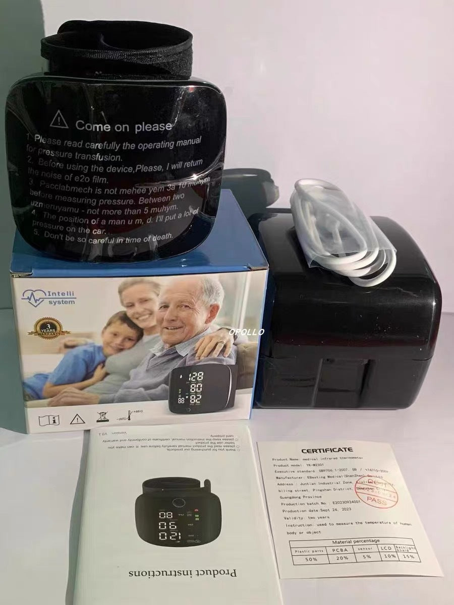 Smart Wrist Blood Pressure Monitor – Rechargeable Digital BP Meter