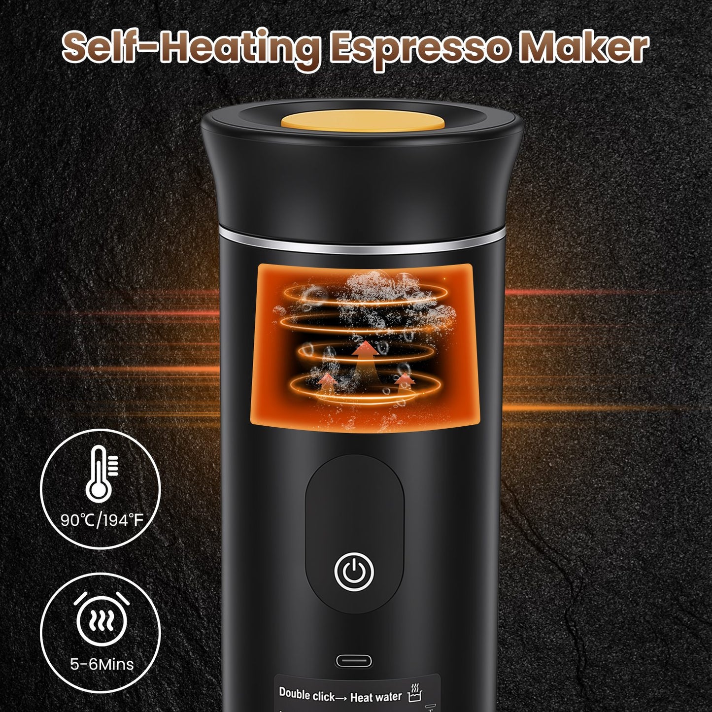 3 In 1 Portable Espresso Machine Cordless Self Heating Coffee Maker With 7500mAh Battery Heating 20Bar Pressure Anti Dry Burn Fit For Ground Coffee Capsules For Camping Hiking RV Home