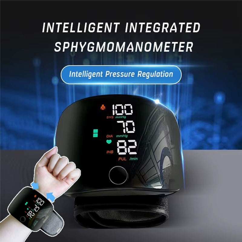 Smart Wrist Blood Pressure Monitor – Rechargeable Digital BP Meter