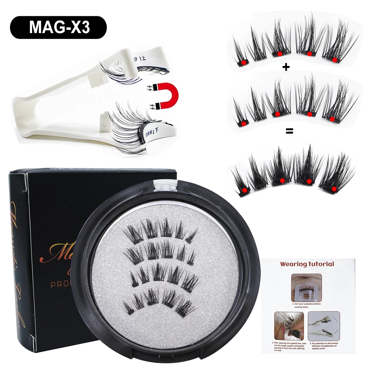1 Pair Per Box Magnetic Lashes with Applicator Makeup Soft Reusable No Glue Needed Natural Magnetic Eyelashes Vendor