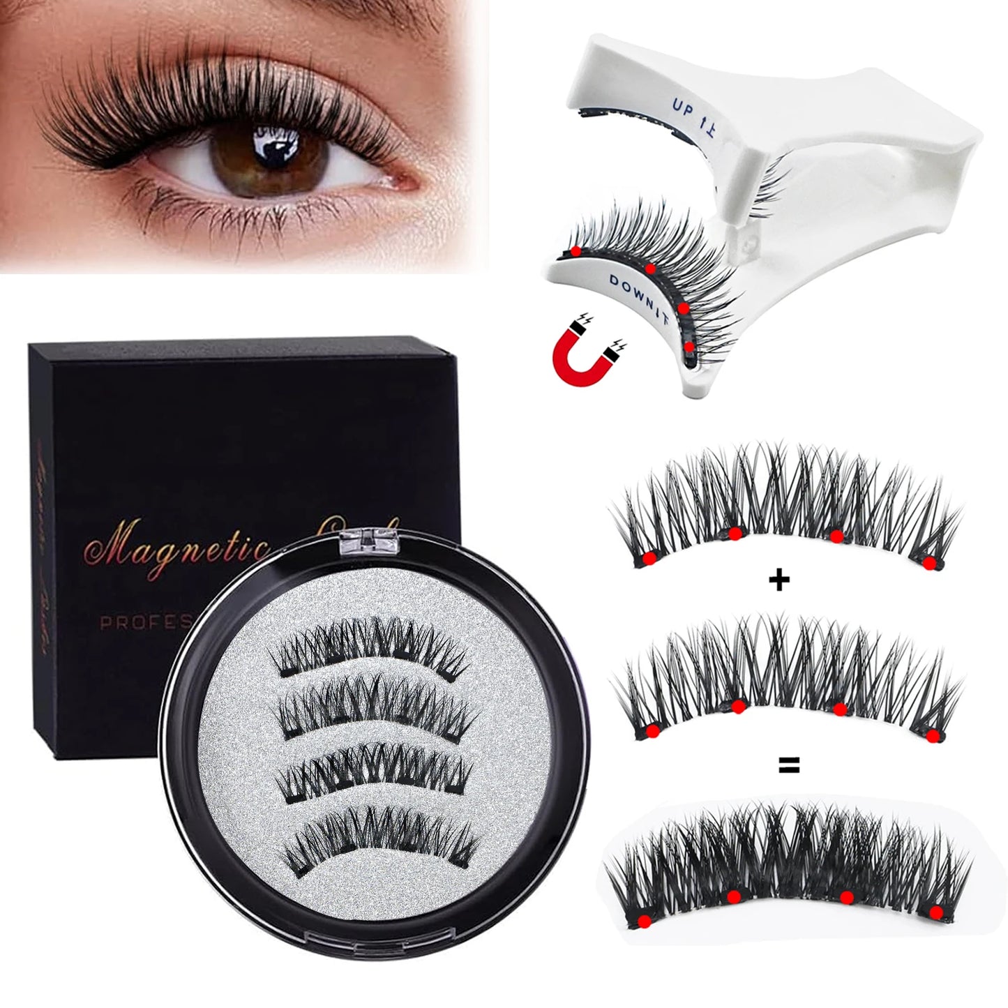 1 Pair Per Box Magnetic Lashes with Applicator Makeup Soft Reusable No Glue Needed Natural Magnetic Eyelashes Vendor