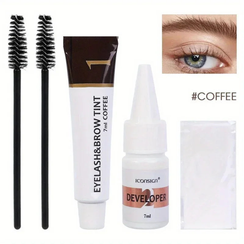 Eyelash Eyebrow Dye Tint Kit Fast Tint Brow Dye Gel Eyebrow Cream Black/Brown/Coffee Brow Enhancers Mascara Makeup Tool